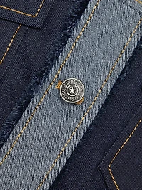 Stretch-Cotton Contrast-Stitch Crop Jacket