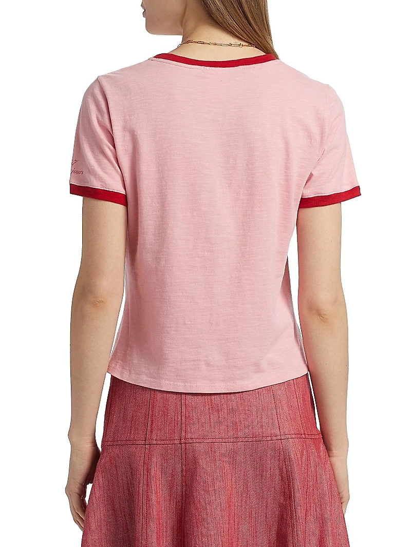 Graphic Cotton Shrunken Ringer T-Shirt