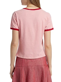 Graphic Cotton Shrunken Ringer T-Shirt