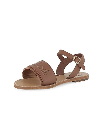 Little Girl's & Logo Leather Sandals
