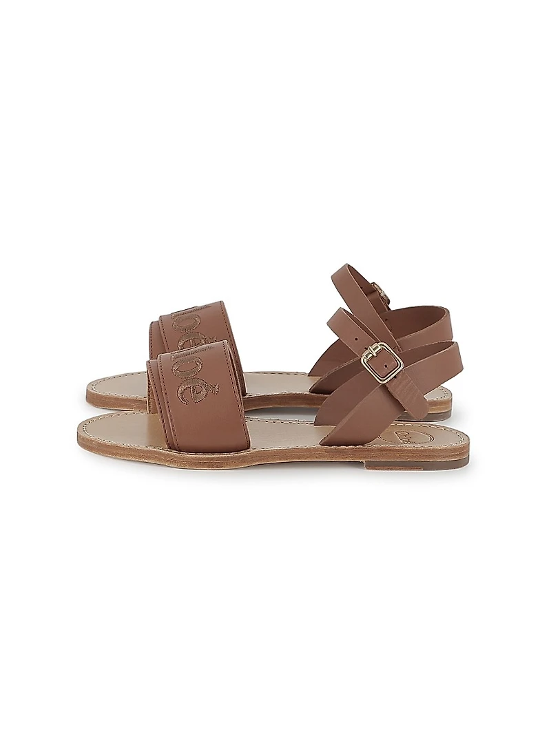 Little Girl's & Logo Leather Sandals