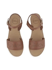 Little Girl's & Logo Leather Sandals