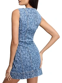 Power Floral Stretch-Cotton Denim Minidress