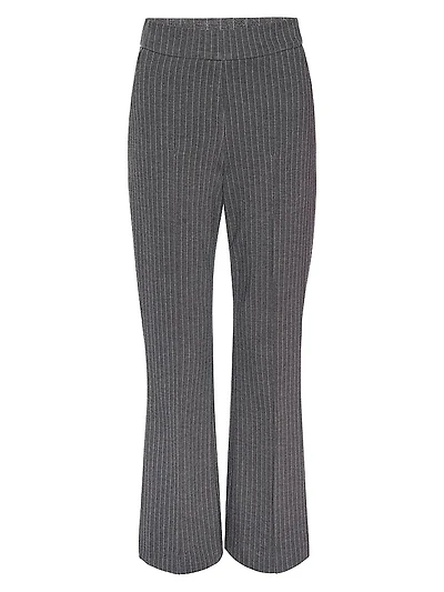 Stretch Ponte Pinstriped High-Waist Flared Pants