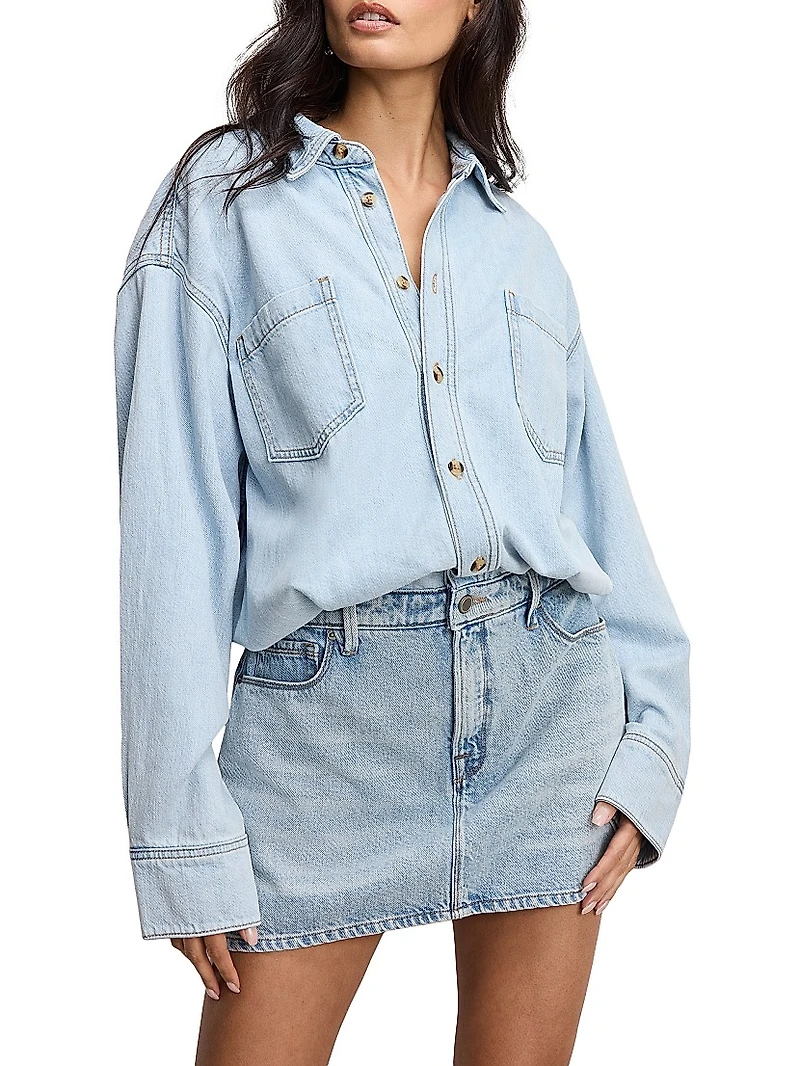 Relaxed Denim Mini Shirtdress