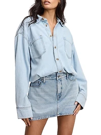 Relaxed Denim Mini Shirtdress