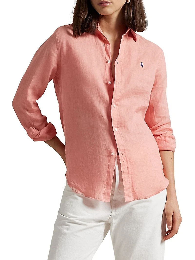 Classic Fit Linen Button-Front Shirt