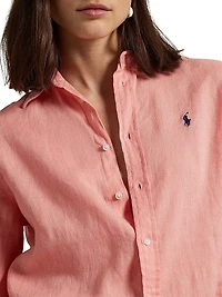 Classic Fit Linen Button-Front Shirt