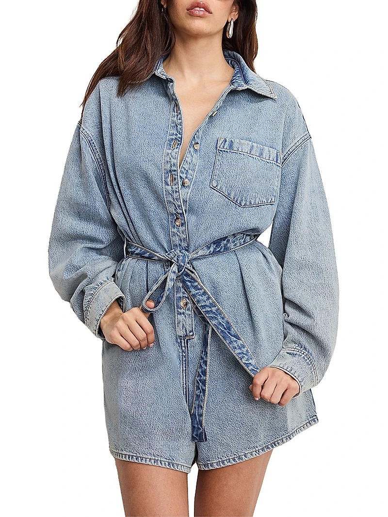 Weightless Long-Sleeve Denim Romper