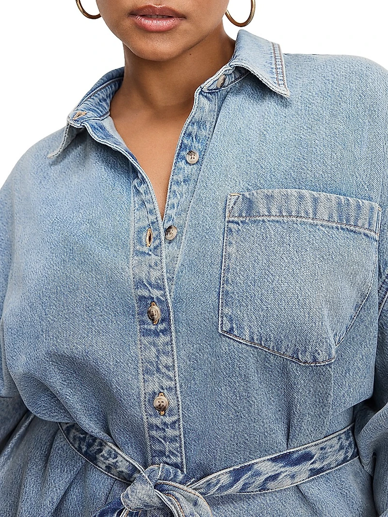 Weightless Long-Sleeve Denim Romper