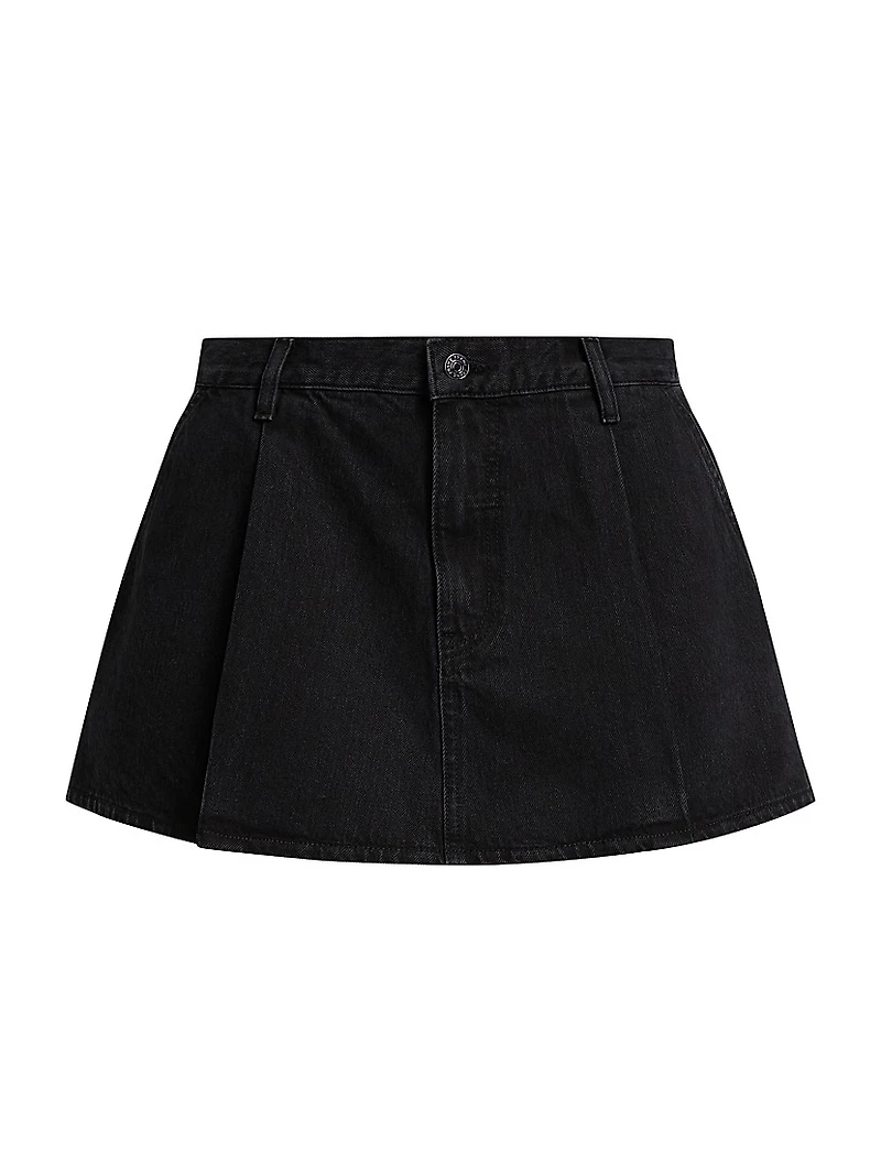 The Pleated Denim Miniskirt