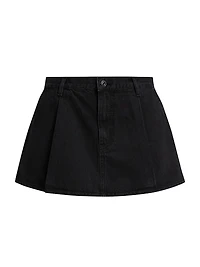 The Pleated Denim Miniskirt