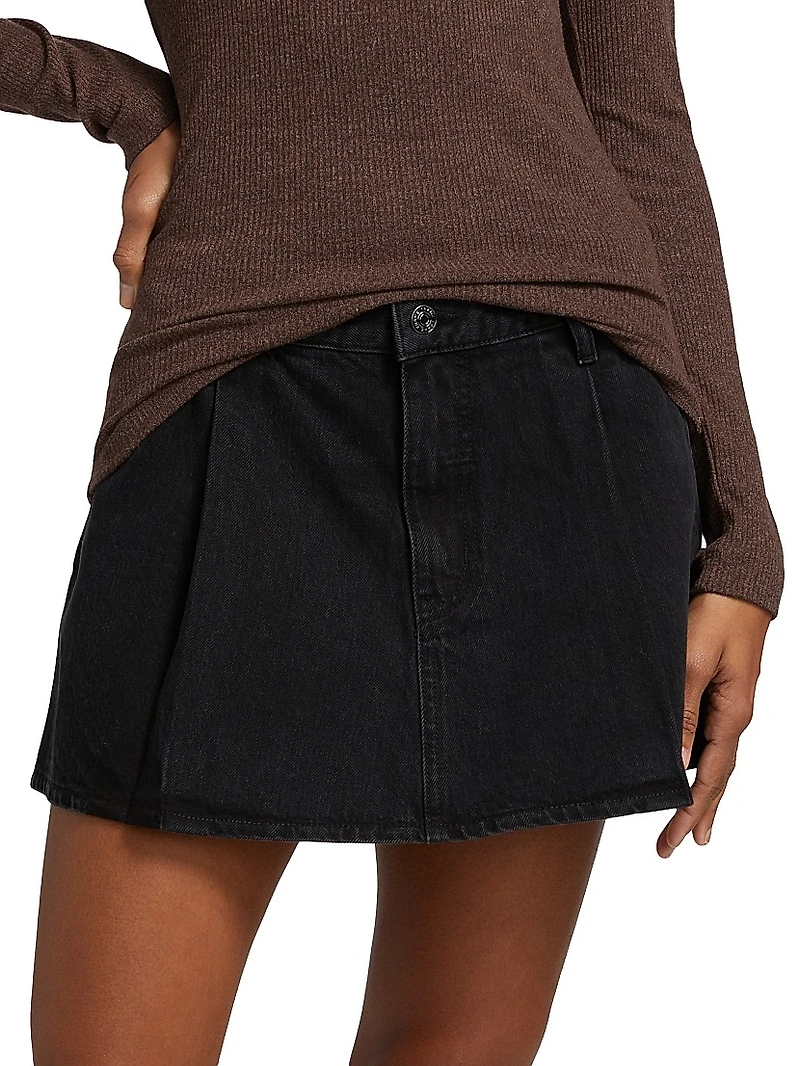 The Pleated Denim Miniskirt