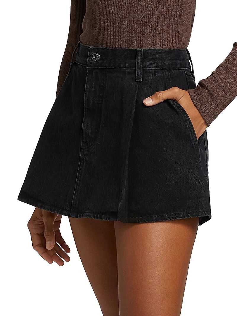 The Pleated Denim Miniskirt