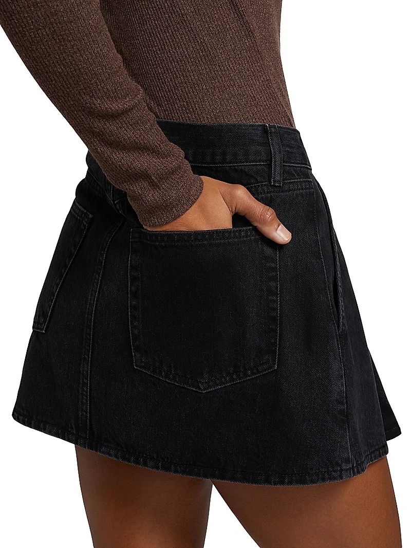 The Pleated Denim Miniskirt