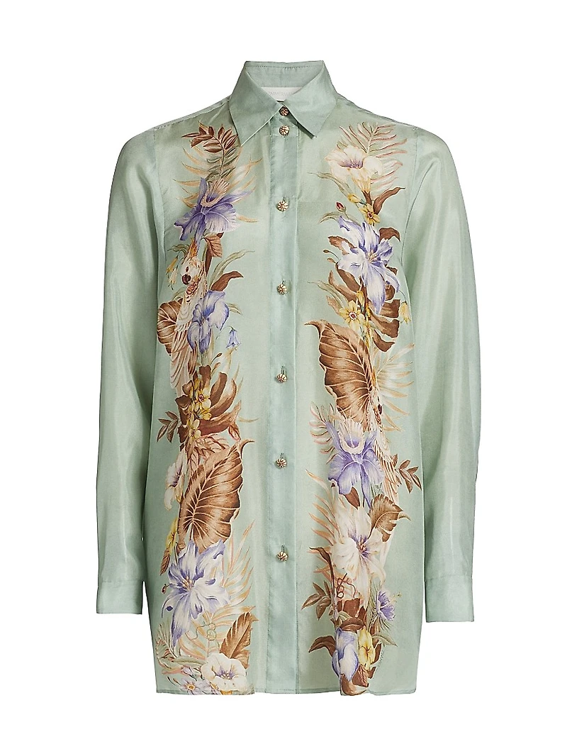 Coco Floral Silk Relaxed-Fit Shirt