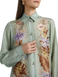 Coco Floral Silk Relaxed-Fit Shirt