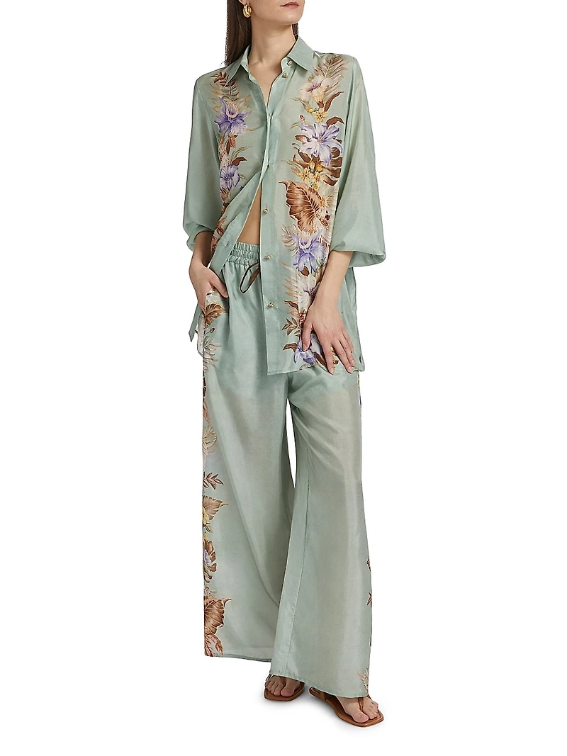 Coco Floral Silk Relaxed-Fit Shirt
