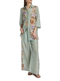 Coco Floral Silk Relaxed-Fit Shirt