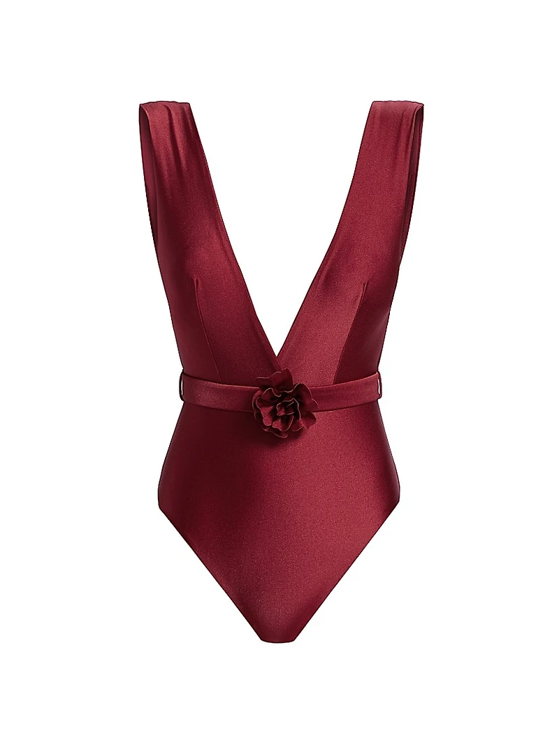 Cascadian Plunge Flower One-Piece Swimsuit