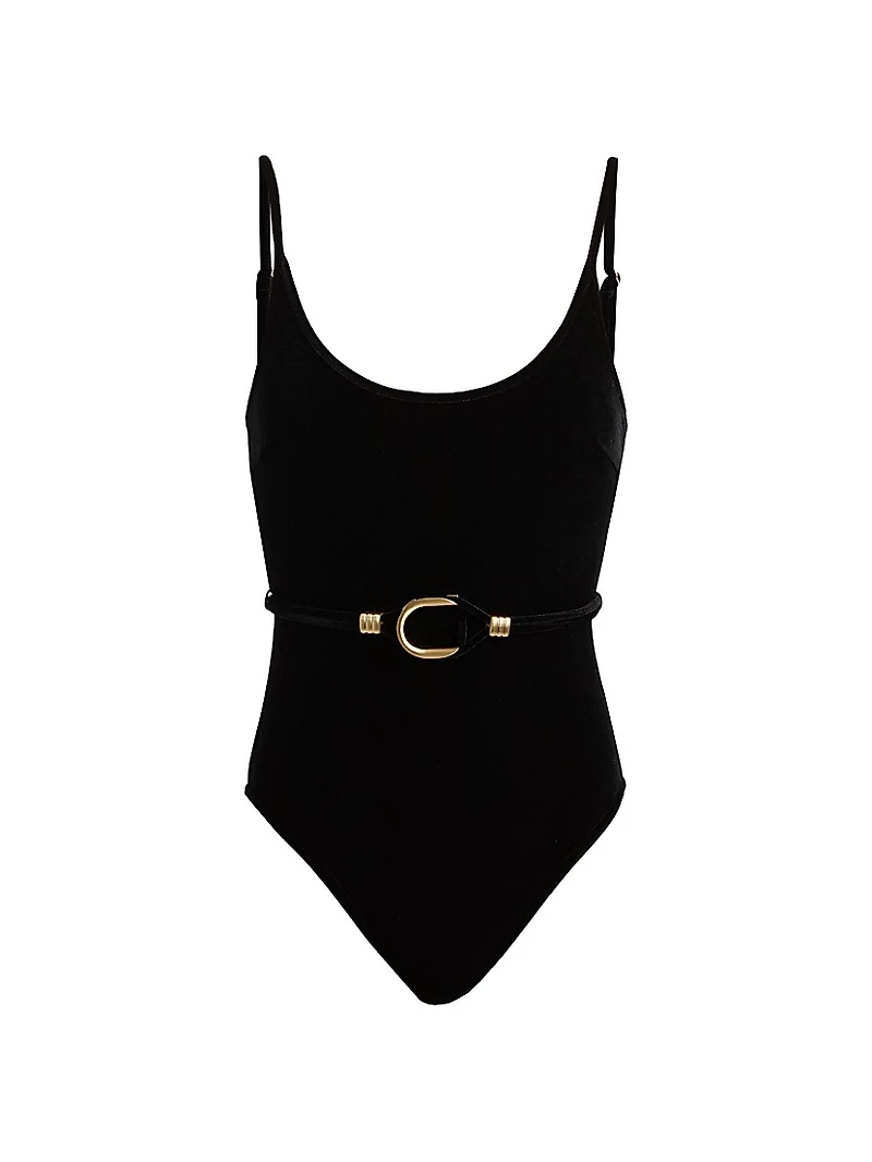 Rhiannon Velvet Belted One-Piece Swimsuit