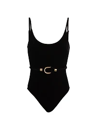 Rhiannon Velvet Belted One-Piece Swimsuit