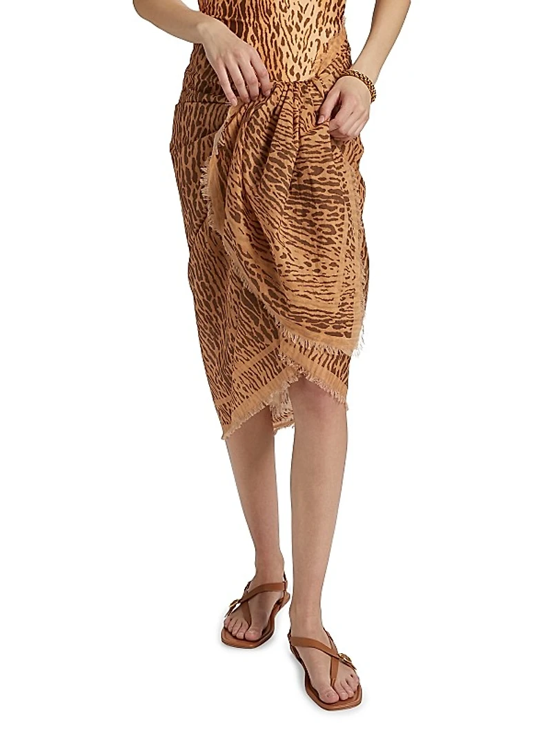 Printed Cotton Self-Tie Pareo