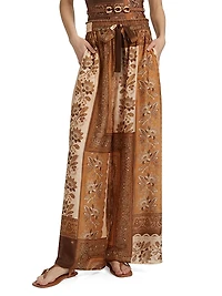 Lucky Floral Silk Relaxed-Fit Pants