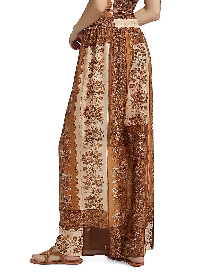 Lucky Floral Silk Relaxed-Fit Pants