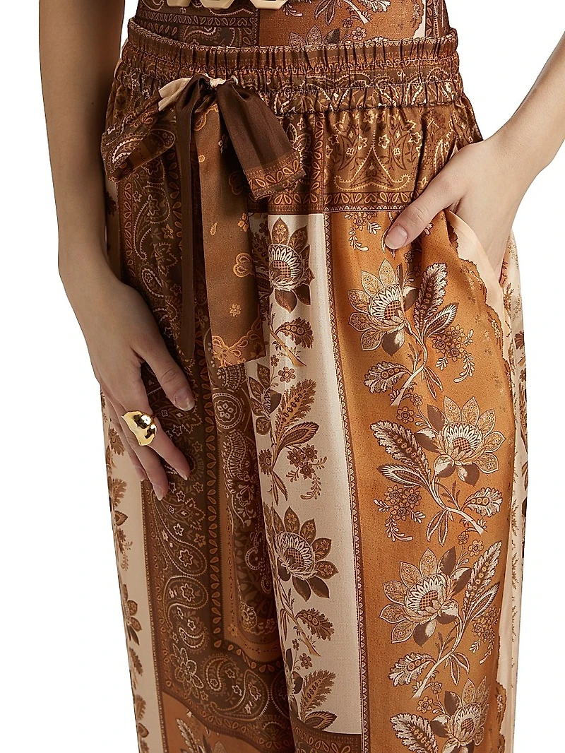 Lucky Floral Silk Relaxed-Fit Pants