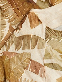 Ascension Leaf-Print Linen Midi-Dress