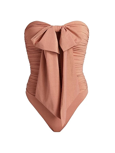Coco Glitter Ruched Bow One-Piece Swimsuit