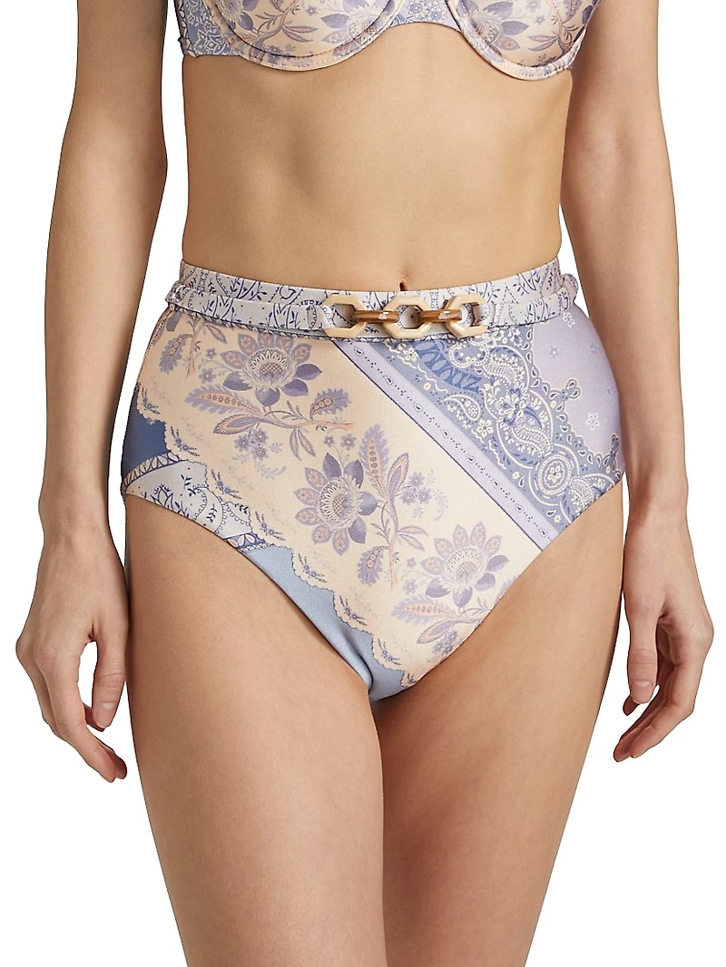 Lucky Mixed Print Bikini Bottom