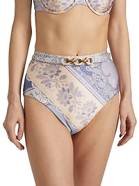 Lucky Mixed Print Bikini Bottom