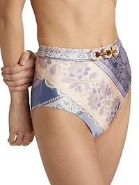 Lucky Mixed Print Bikini Bottom