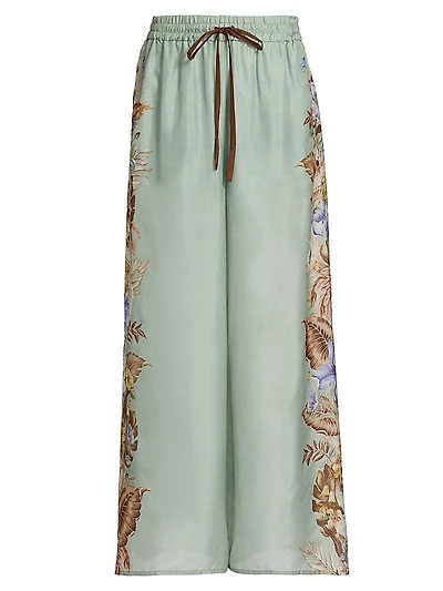 Coco Floral Silk Relaxed Cover-Up Pants