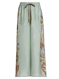Coco Floral Silk Relaxed Cover-Up Pants