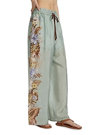 Coco Floral Silk Relaxed Cover-Up Pants