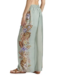 Coco Floral Silk Relaxed Cover-Up Pants