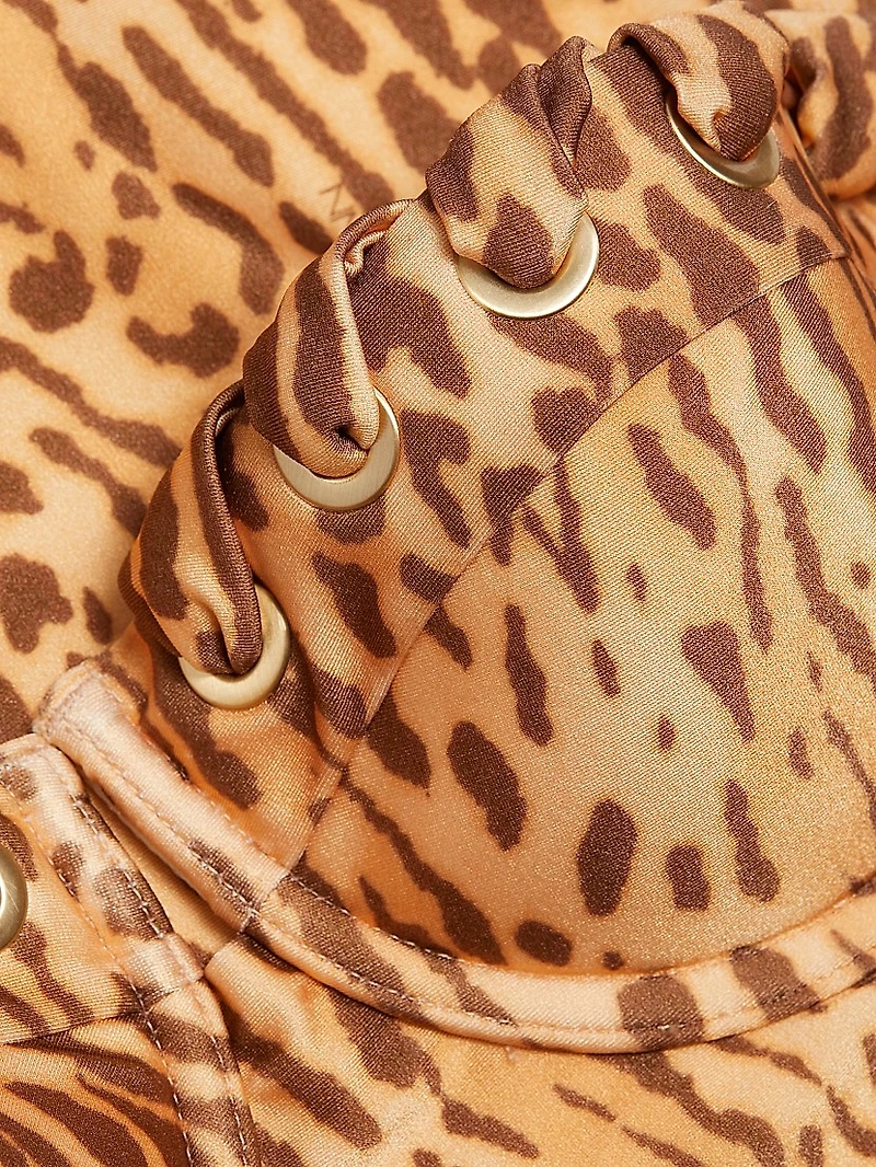 Cascadian Leopard Print One-Piece Balconette Swimsuit