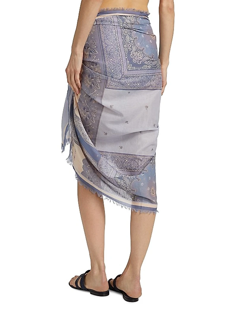 Paisley Cotton Self-Tie Pareo