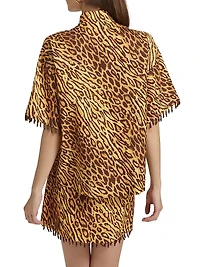 Coco Leopard Print Cotton Cover-Up Shirt
