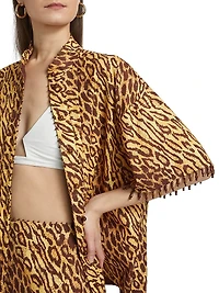 Coco Leopard Print Cotton Cover-Up Shirt