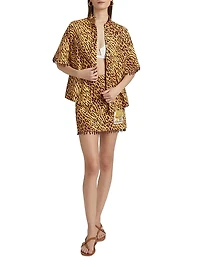 Coco Leopard Print Cotton Cover-Up Shirt