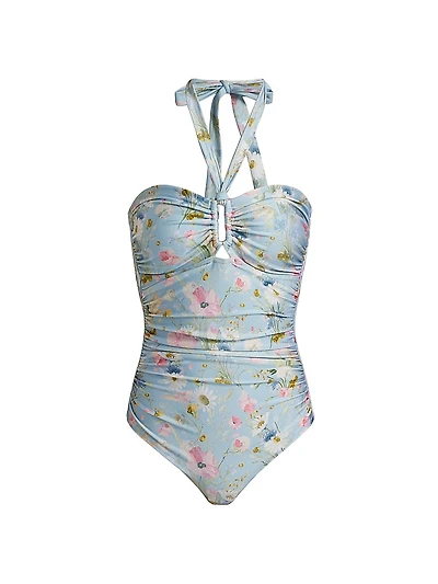Lucky Floral Ruched One-Piece Swimsuit