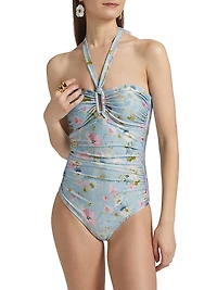 Lucky Floral Ruched One-Piece Swimsuit