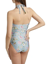 Lucky Floral Ruched One-Piece Swimsuit