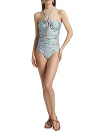 Lucky Floral Ruched One-Piece Swimsuit