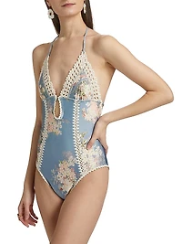 Cascadian Keyhole Crochet One-Piece Swimsuit