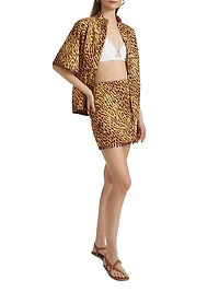 Coco Beaded Fringe Leopard-Printed Miniskirt